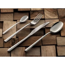 Servizio Posate in Acciaio Inox Lucido Design Squadrato 24 Pezzi - Bumbun