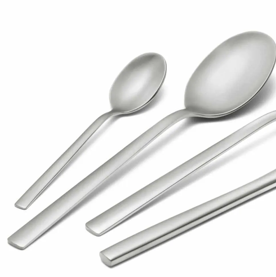 Servizio Posate in Acciaio Inox Sabbiato 24 Pezzi di Design Elegante - Ronfo