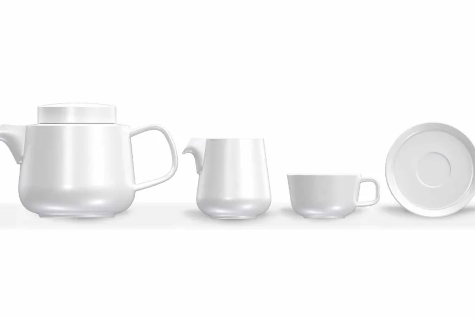 Servizio Tazza e Sottotazza, Teiera e Lattiera in Porcellana 14 Pezzi - Artico