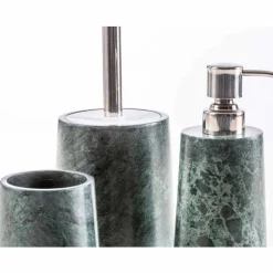 Set accessori da bagno moderni in marmo verde screziato Bombei