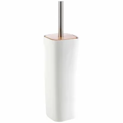 Set accessori moderni per bagno in ceramica e legno Carsoli