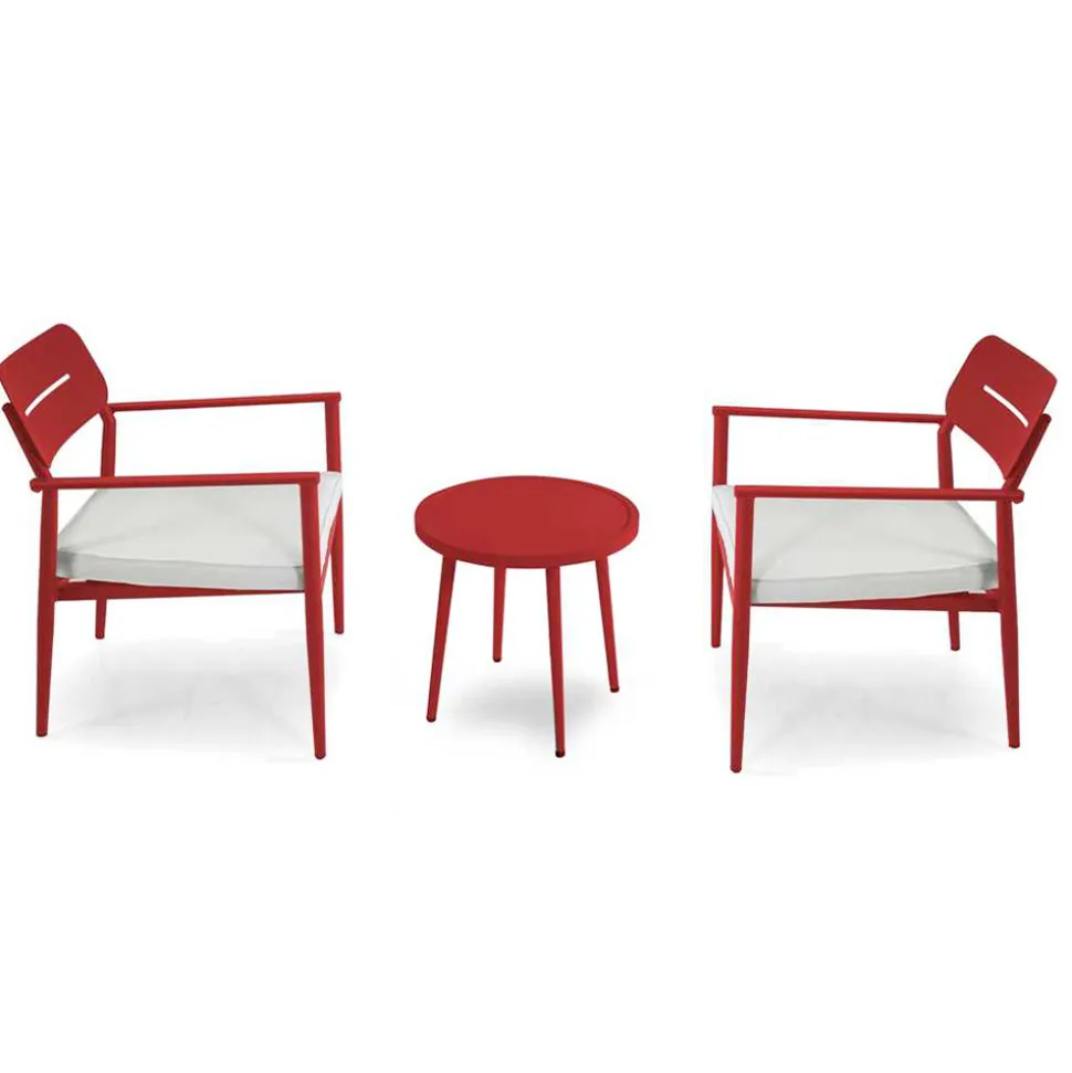 Set di 2 Poltrone con Tavolino in Alluminio di Diverse Finiture - Souvenir