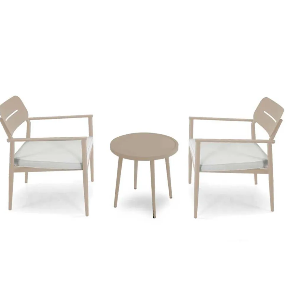 Set di 2 Poltrone con Tavolino in Alluminio di Diverse Finiture - Souvenir