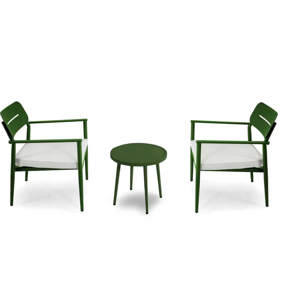 Set di 2 Poltrone con Tavolino in Alluminio di Diverse Finiture - Souvenir