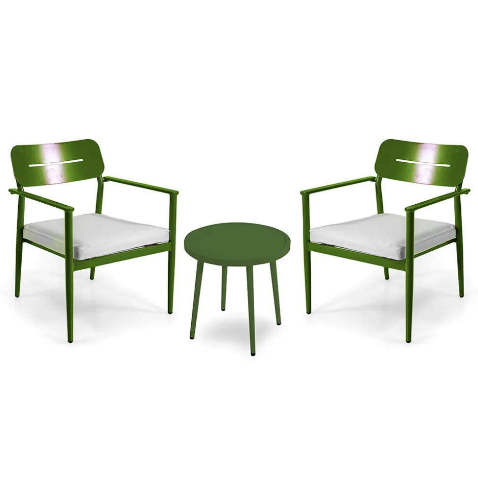 Set di 2 Poltrone con Tavolino in Alluminio di Diverse Finiture - Souvenir