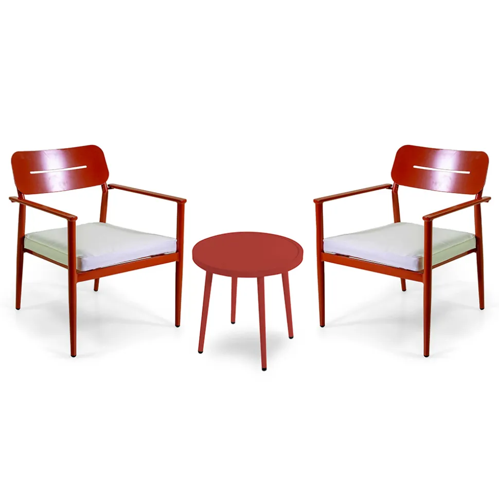 Set di 2 Poltrone con Tavolino in Alluminio di Diverse Finiture - Souvenir