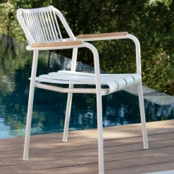 Set di 2 Poltrone da Giardino in Alluminio e Schienale in Corda - Risplendente