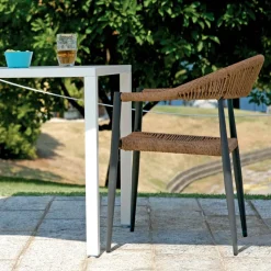 Set di 4 Poltrone in Alluminio e Twist Wicker Colorato - Tavira