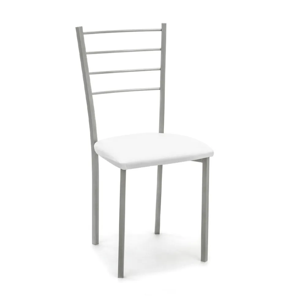 Set di 4 Sedie con Struttura in Metallo Verniciato Grigio - Galletto