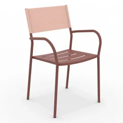 Set di 4 Sedie da Giardino in Metallo Zincato e Batyline - Prestigio