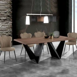 Set di 4 Sedie In Pelle Sintetica Effetto Invecchiato - Ambra