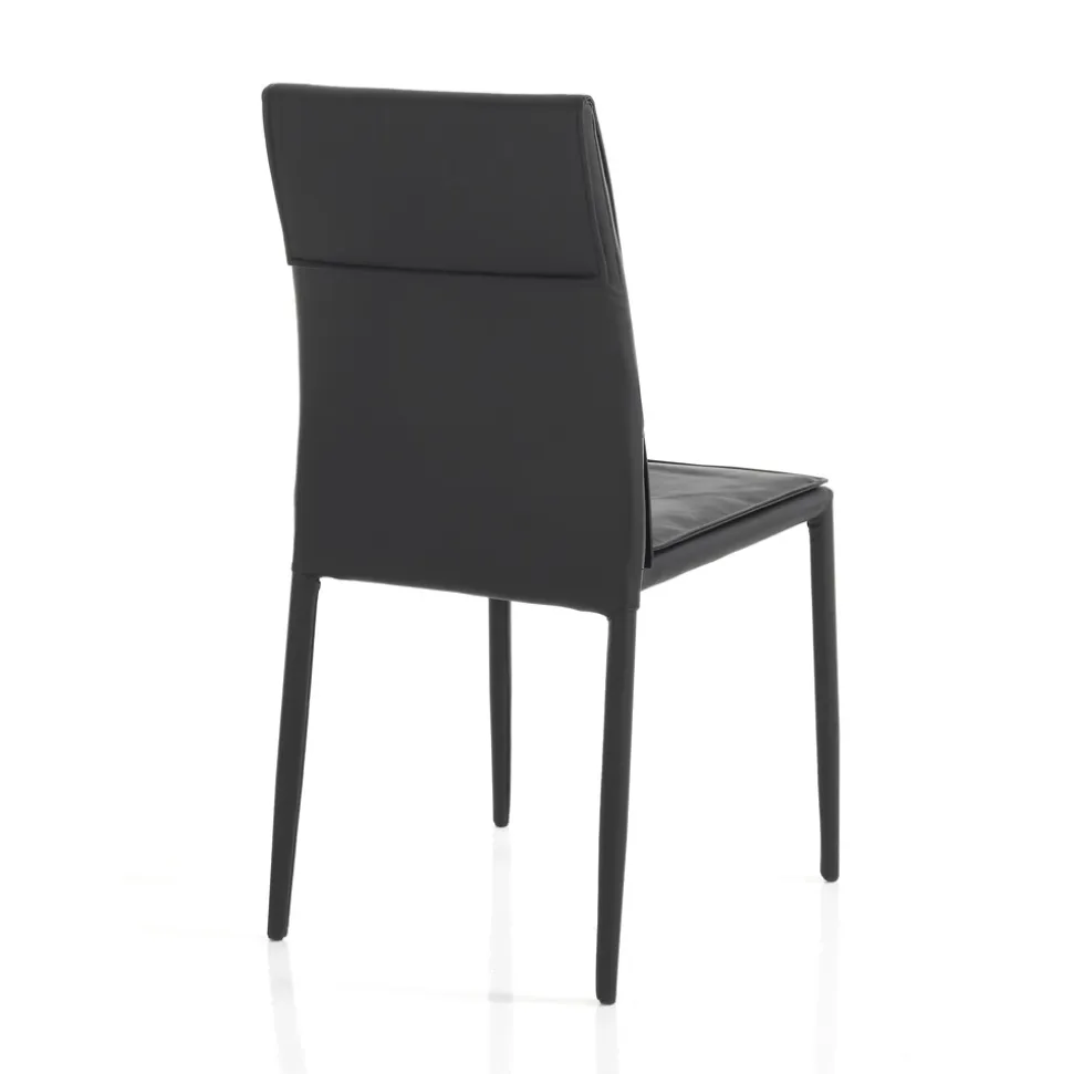 Set di 4 Sedie Rivestite in Pelle Sintetica Diverse Finiture - Uranio