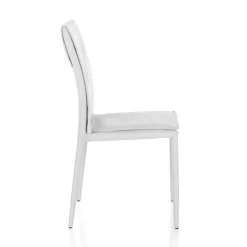 Set di 4 Sedie Rivestite in Pelle Sintetica Diverse Finiture - Uranio