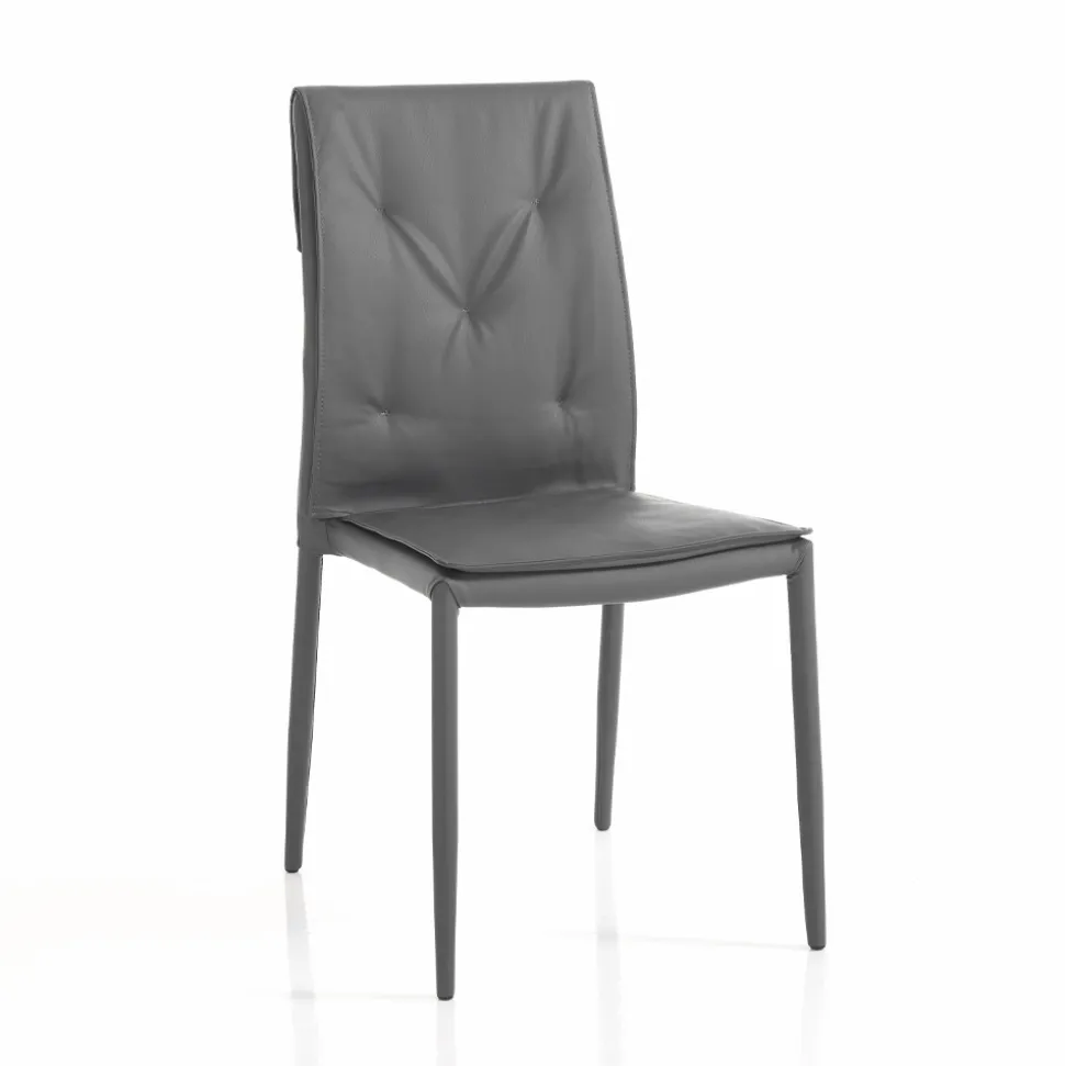 Set di 4 Sedie Rivestite in Pelle Sintetica Diverse Finiture - Uranio
