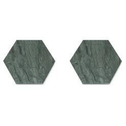 Set di 2 Sottobicchieri Esagonali in Marmo con Sughero Made in Italy - Narita