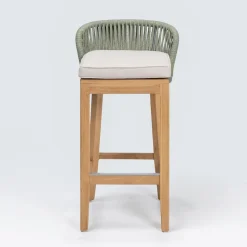 Sgabello Alto da Bar Realizzato in Teak Naturale con Cuscino - Sponda