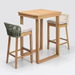 Sgabello Alto da Bar Realizzato in Teak Naturale con Cuscino - Sponda