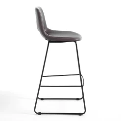 Sgabello Alto da Cucina in Pelle Sintetica e Metallo Nero 2 Pezzi - Yuri