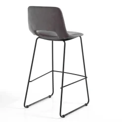Sgabello Alto da Cucina in Pelle Sintetica e Metallo Nero 2 Pezzi - Yuri