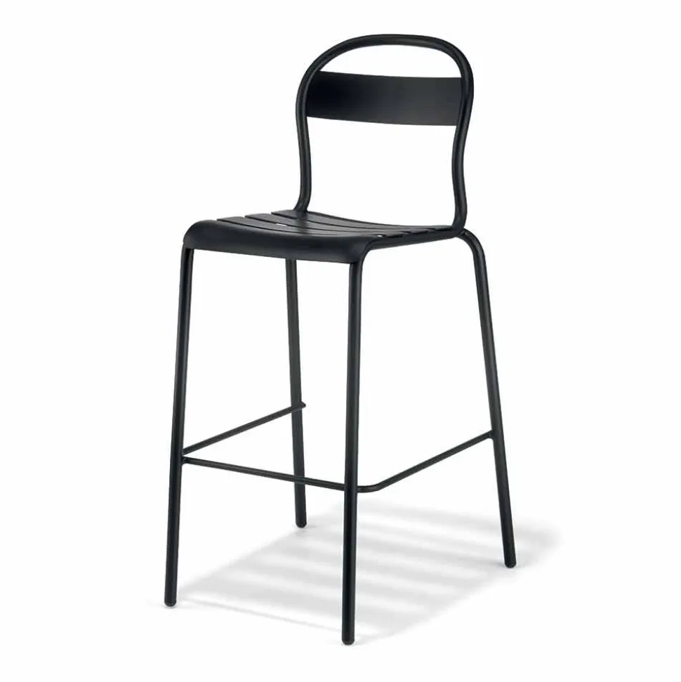 Sgabello Alto da Esterno in Alluminio Impilabile Made in Italy, 2 Pezzi - Trixie
