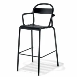 Sgabello Alto in Alluminio da Esterno con Braccioli Made in Italy - Selima