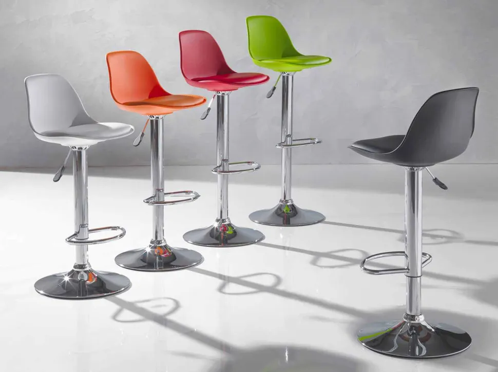 Sgabello Alzabile in Ecopelle dal Design Moderno - Rosa