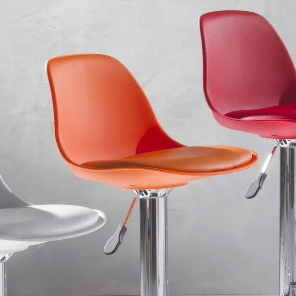 Sgabello Alzabile in Ecopelle dal Design Moderno - Rosa