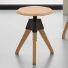 Sgabello a vite in faggio naturale e particolari in polipropilene Sit