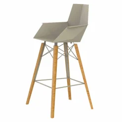 Sgabello Bar con Braccioli in Legno e Plastica Vari Colori - Faz Wood by Vondom
