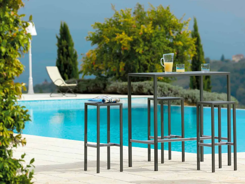Sgabello Bar da Esterno in Metallo Verniciato a Polvere Made in Italy - Meone