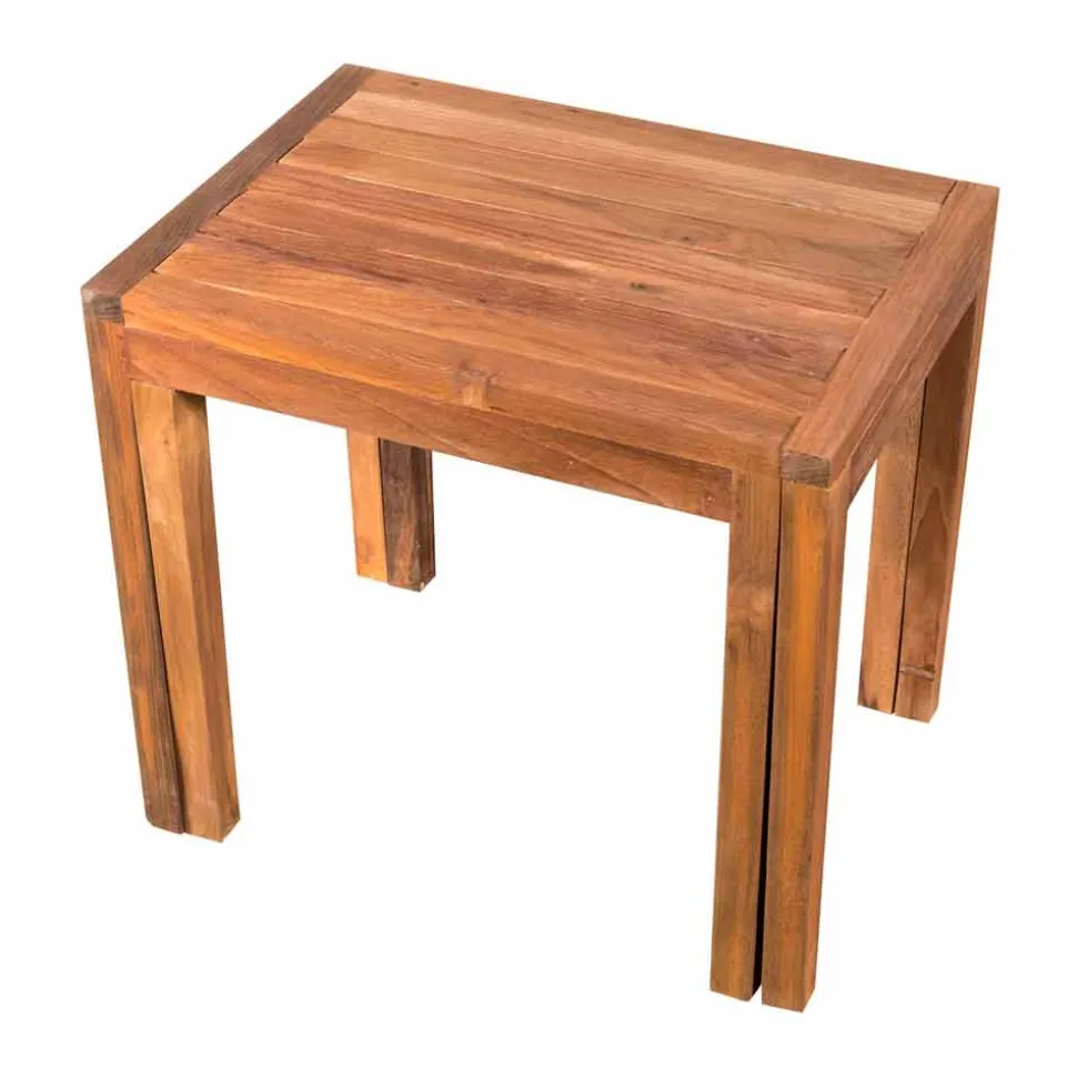 Sgabello Basso Allungabile in Legno di Teak Finitura Naturale - Pomino