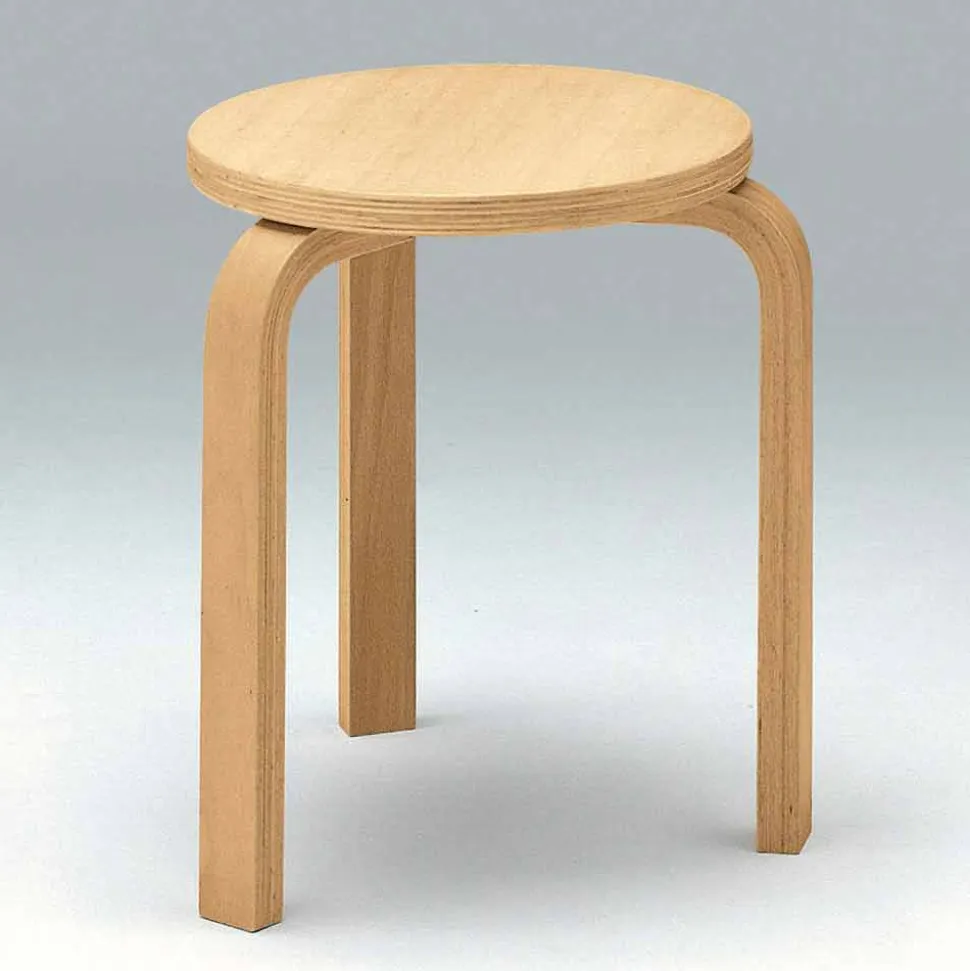 Sgabello Basso Impilabile in Legno di Faggio Naturale Made in Italy - Cassiopea