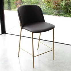 Sgabello con Base in Metallo e Seduta in Ecopelle Made in Italy - Edera