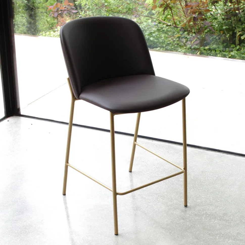 Sgabello con Base in Metallo e Seduta in Ecopelle Made in Italy - Edera