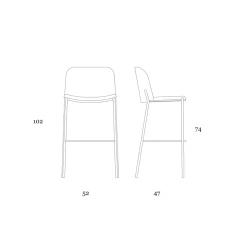 Sgabello con Base in Metallo e Seduta in Ecopelle Made in Italy - Edera