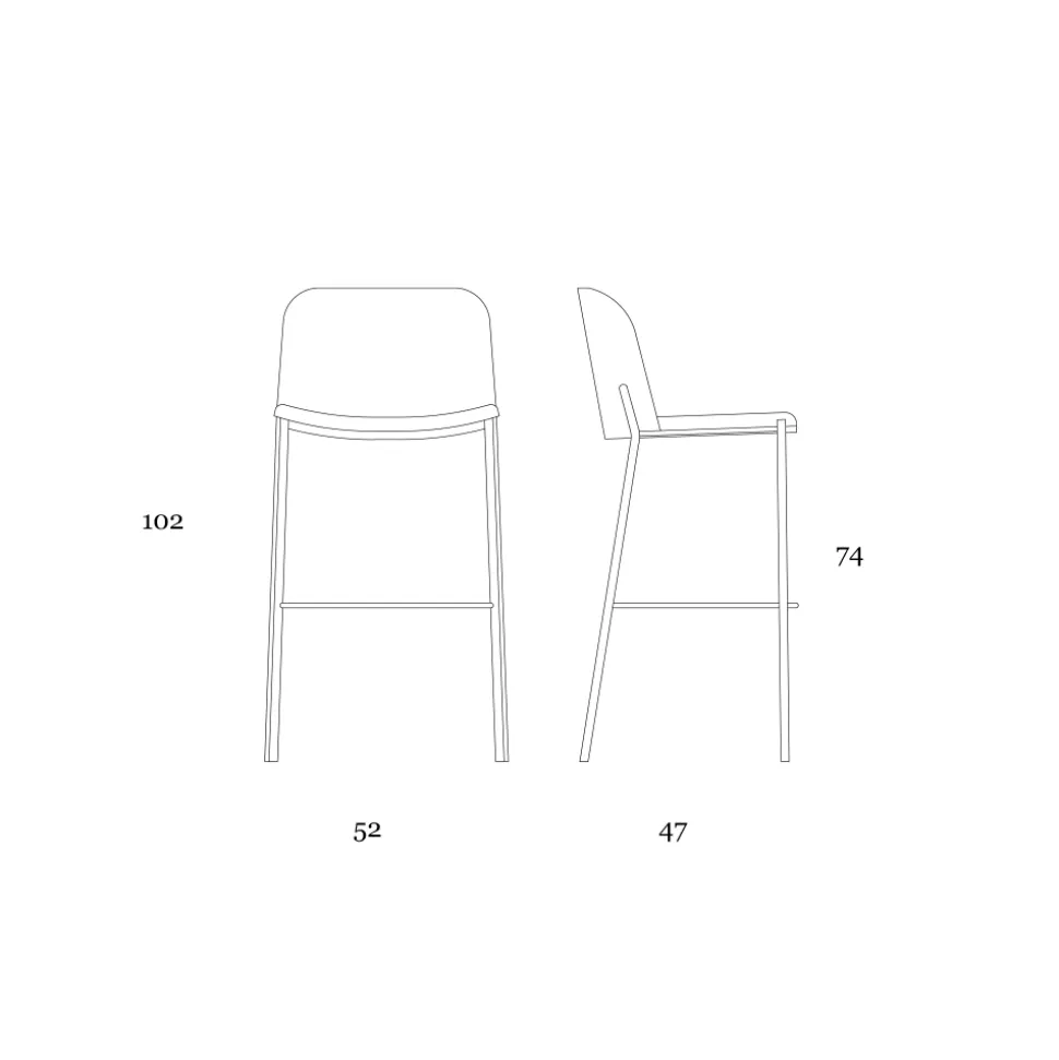 Sgabello con Base in Metallo e Seduta in Ecopelle Made in Italy - Edera