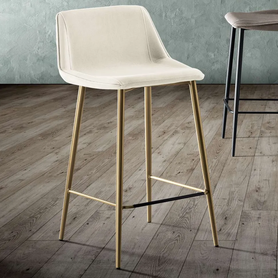 Sgabello con Gambe in Metallo e Seduta Monoscocca in Tessuto Made in Italy - Hinata