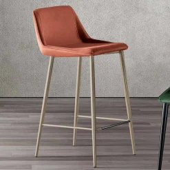 Sgabello con Gambe in Metallo e Seduta Monoscocca in Tessuto Made in Italy - Hinata