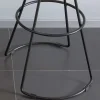 Sgabello con Struttura in Metallo Nero e Seduta in Ecopelle Nera - Miscia