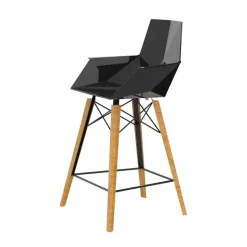 Sgabello da Cucina con Braccioli in Legno e Plastica - Faz Wood by Vondom
