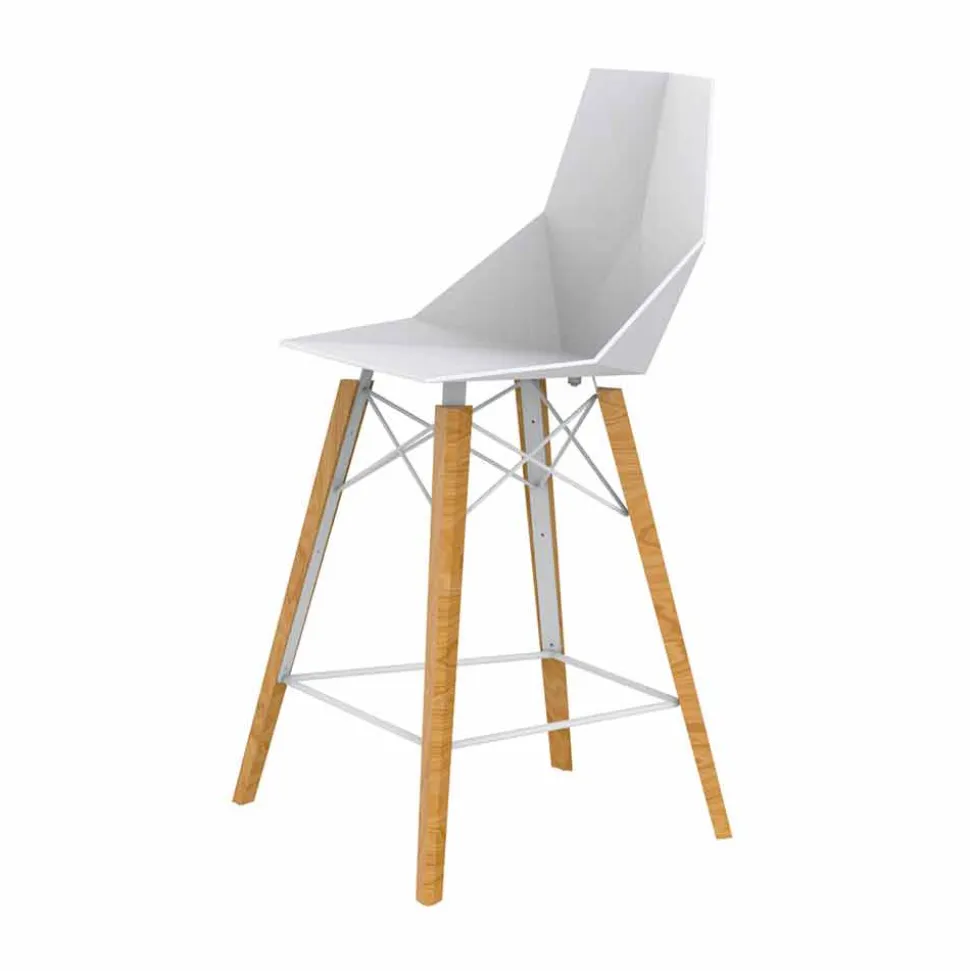 Sgabello da Cucina Design in Legno e Plastica Vari Colori - Faz Wood by Vondom