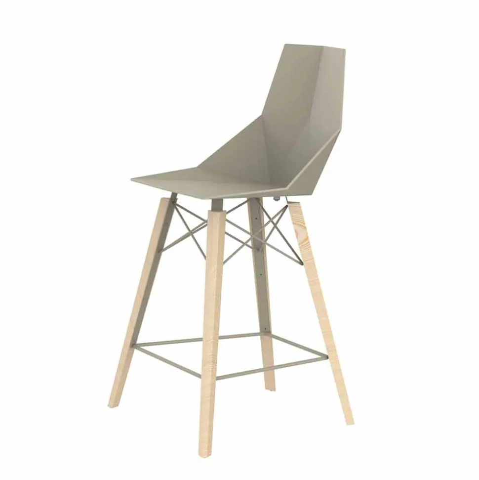 Sgabello da Cucina Design in Legno e Plastica Vari Colori - Faz Wood by Vondom