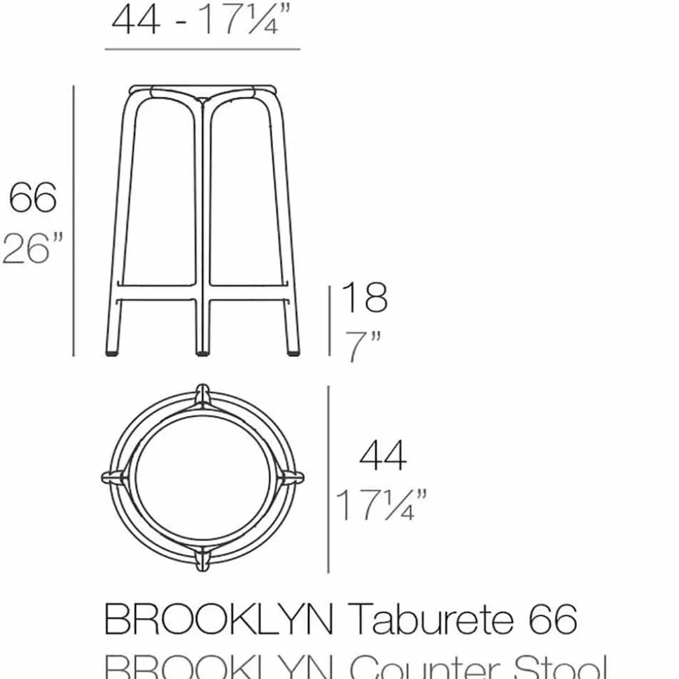 Sgabello da esterno Brooklyn Vondom H 66 cm, in polipropilene, 4 pezzi