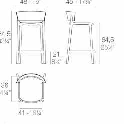 Sgabello da giardino Africa Vondom in polipropilene H 85 cm, di design, 4 pezzi