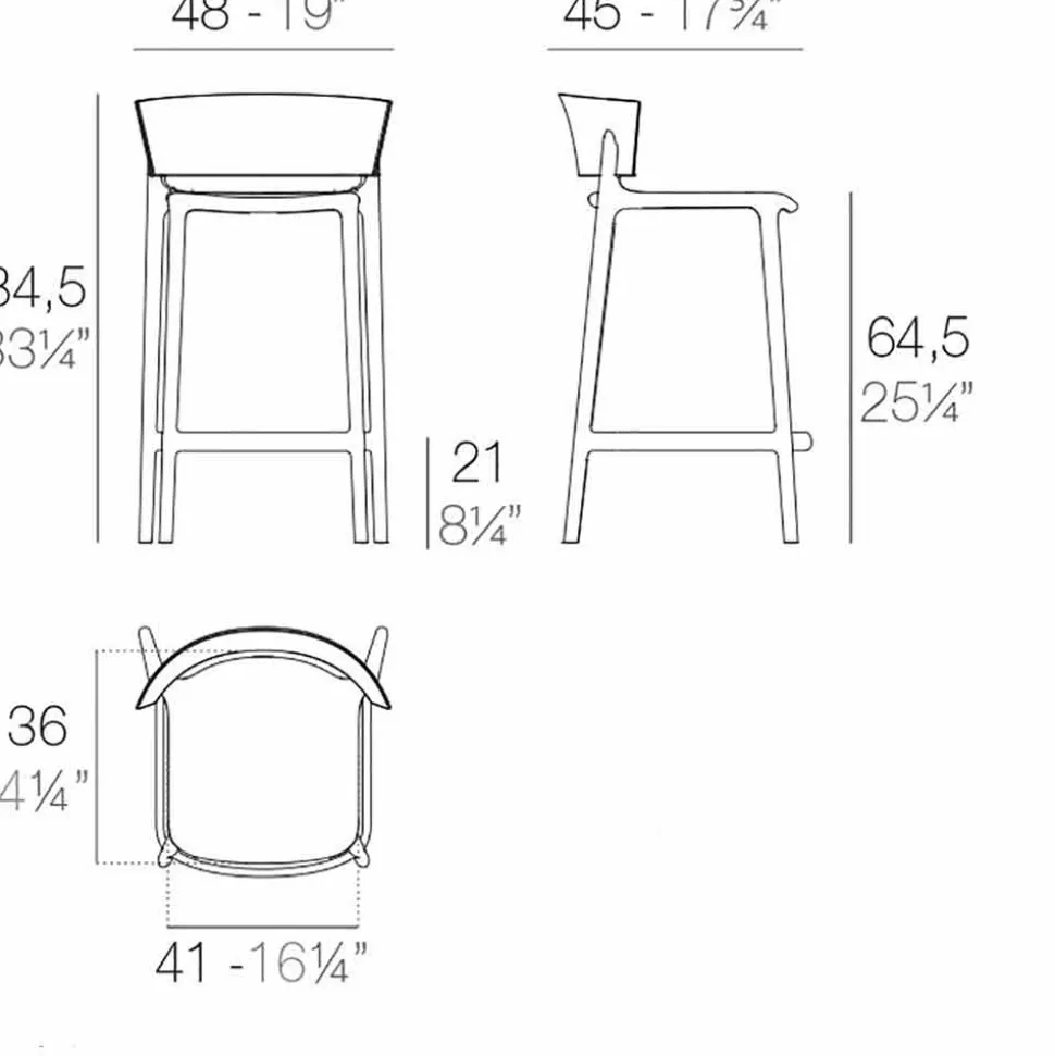 Sgabello da giardino Africa Vondom in polipropilene H 85 cm, di design, 4 pezzi
