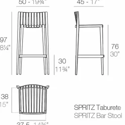 Sgabello da giardino impilabile H 97 cm in polipropilene Vondom Spritz, 4 pezzi