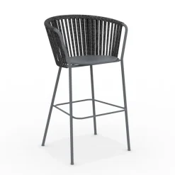 Sgabello da Giardino in Acciaio Inox e Schienale in Corda - Luxura