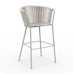 Sgabello da Giardino in Acciaio Inox e Schienale in Corda - Luxura