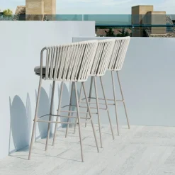 Sgabello da Giardino in Acciaio Inox e Schienale in Corda - Luxura