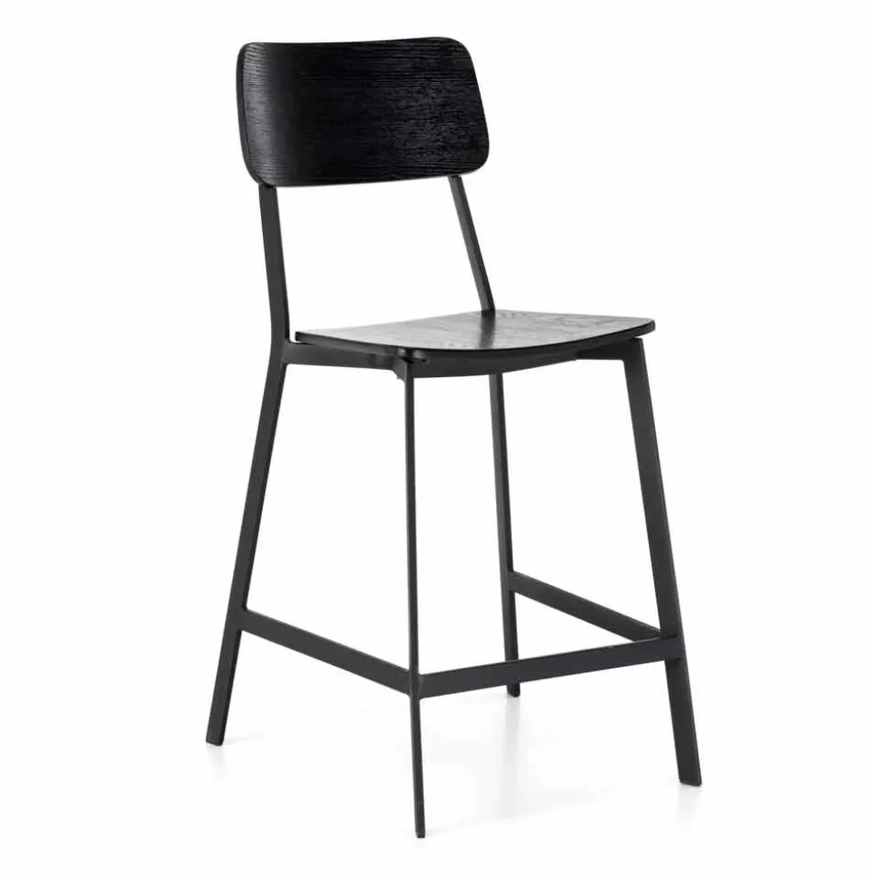 Sgabello dal design moderno H 97 cm Elmas, in legno e metallo
